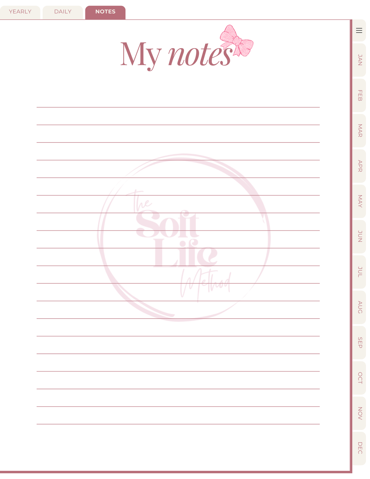 The Soft Life Method Undated Digital Planner